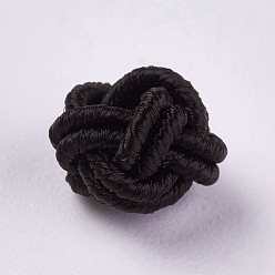 Coconut Brown Polyester Weave Beads, Round, Coconut Brown, 6.5x4.5mm, Hole: 4mm