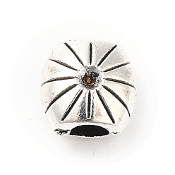 Antique Silver Tibetan Style Alloy Bead Rhinestone Settings, Large Hole Beads, Oval, Antique Silver, Fit for 2mm Rhinestone, 10.5x10.5x7mm, Hole: 3.6mm, , about 217pcs/500g