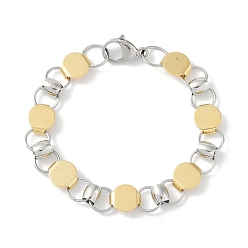 Real 18K Gold Plated & Stainless Steel Color 201 браслеты-цепочки с плоскими круглыми звеньями из нержавеющей стали для женщин и мужчин, реальный 18 k позолоченный и цвет нержавеющей стали, 7-1/4 дюйм (18.4 см)