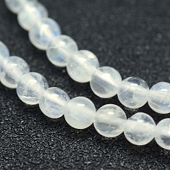 Rainbow Moonstone Natural Rainbow Moonstone Beads Strands, Grade AB+, Round, 4mm, Hole: 1mm, about 94pcs/strand, 15.5 inch(39.5cm)