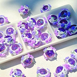 Темно-Фиолетовый Акриловые бусины, бусины ручной работы, круглая с цветком, темно-фиолетовый, 16 мм, отверстие : 3 мм