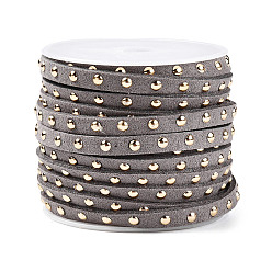 Серый Шнуры из искусственной замши, с заклепкой из золотого тона, для панк-рок ювелирных изделий, серые, 5x2.5 мм, около 5.46 ярдов (5 м) / рулон