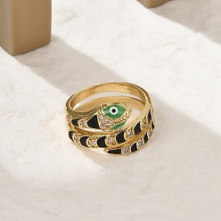 Черный Кольца из латуни с микропаве, прозрачные кольца с кубическим цирконием, змея, с эмалью, реальный 18 k позолоченный, чёрные, 14 мм, внутренний диаметр: 18 мм