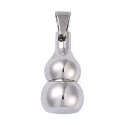 Stainless Steel Color Non-Tarnish Openable 304 Stainless Steel Urn Ashes Pendants, Gourd Charm, Stainless Steel Color, 24x13.5mm, Hole: 7.5x5mm