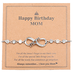 Платина 2шт. латунные браслеты-слайдеры с микро-паве из кубического циркония, браслет с бесконечной любовью ко дню матери, платина, внутренний диаметр: 2-1/8~3 дюйм (5.4~7.6 см)