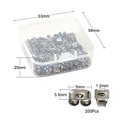 Gunmetal 200Pcs Iron Ear Nuts, Butterfly Earring Backs for Post Earrings, Gunmetal, 5x3.5mm, Hole: 1.2mm