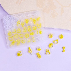 Белый Силиконовые формы, форма кошки, формы для литья смолы, белые, 62x71x4 мм, внутренний диаметр: 6~13x5~17 мм