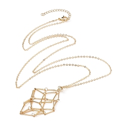 Настоящее золото 18K Латунный мешочек для макраме, пустой держатель для камней для изготовления подвесных ожерелий, с тросовыми цепями и застежкой в виде клешни омара, реальный 18 k позолоченный, 29-1/8 дюйм (74 см)