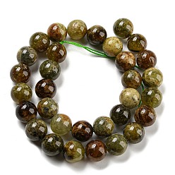 Garnet Natural Green Garnet Beads Strands, Andradite Beads, Round, 12mm, Hole: 1mm, about 32pcs/strand, 15.3 inch(39cm)