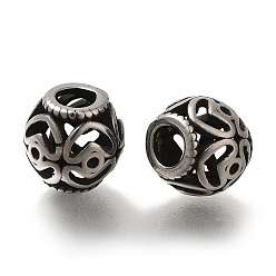 Античное Серебро 304 из нержавеющей стали европейские шарики, бусины с большим отверстием, RONDELLE с сердцем, античное серебро, 10x9.5 мм, отверстие : 4 мм