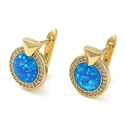 Треугольник Серьги-кольца из латуни с синтетическим опалом для женщин, без кадмия и без свинца, долговечный, реальный 18 k позолоченный, треугольные, 13x11 мм