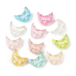 (52) Непрозрачная лаванда Симпатичные прозрачные бусины из смоляной эмали, луна со словом объятие, разноцветные, 13.5x16x6 мм, отверстие : 1 мм