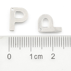 Letter P 304 Stainless Steel Letter Charms, Letter.P, 11x8.5x0.8mm, Hole: 1mm