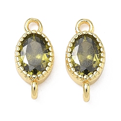 Цвет Оливы Латунные подвески-шармы с овальными фианитами, инкрустированные кубическим цирконием., золотые, стойки покрытие, без кадмия и без свинца, долговечный, оливковый, 13.5x6x3 мм, отверстие : 1.5 мм