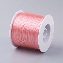 Pink Korean Flat Elastic Crystal String, Elastic Beading Thread, for Stretch Bracelet Making, Pink, 0.5mm, about 546.8 yards(500m)/roll