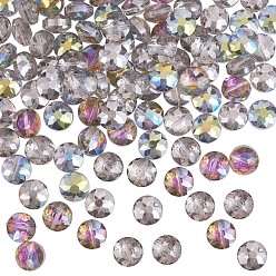 Mixed Color 120Pcs Electroplated Transparent Glass Beads, Faceted, Flat Round, Mixed Color, 14x9mm