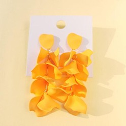 Желтый Серьги-гвоздики из сплава для женщин, цветок, золотые, желтые, 125x30 мм