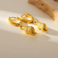 Shell Shape Серьги из 304 нержавеющей стали, золотые, формы раковины, 34x8 мм
