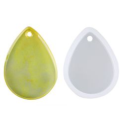 White Teardrop Shape DIY Silicone Pendant Molds, Resin Casting Moulds, Jewelry Making DIY Tool For UV Resin, Epoxy Resin Jewelry Making, White, 28.5x22x7.5mm, Inner Size: 25x18mm, Hole: 1.87mm