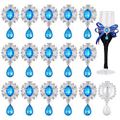 Аквамарин 16 Кабошоны из сплава со стразами, слеза, аквамарин, 46x24x5 мм