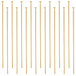 Настоящее золото 16K 304 Штифты с плоской головкой из нержавеющей стали, для изготовления ювелирных изделий, реальный 16 k позолоченный, 50x0.7 мм, 21 датчик, Руководитель: 1.5 mm, Около 120 шт / коробка