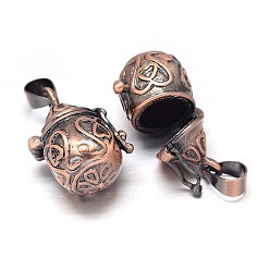 Красная Медь Стойки подвески коробки молитве металлизированный латунь, желаю коробке, без никеля , горшок, Красная медь, 21x12x15 мм, отверстие : 5x3 мм