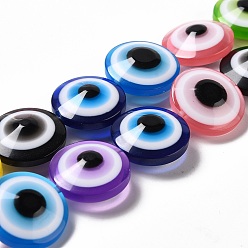 Разноцветный Бусины из смолы имитация лэмпворк, плоские круглые с сглаза, красочный, 20x9 мм, отверстие : 1.4 мм, около 20 шт / нитка, 15.94 дюйм (40.5 см)
