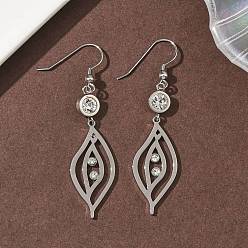 Нержавеющая Сталь Цвет 304 болтаться серьги из нержавеющей стали лист, цвет нержавеющей стали, 60x14 мм