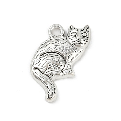 Cat Shape Сплавочные подвески тибетского стиля, форма кошки, 21x15.5x3 мм, отверстие : 2 мм