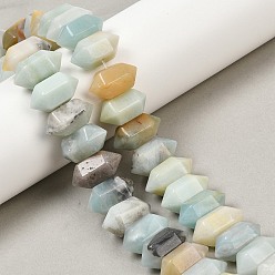 Flower Amazonite Нити бусин из натурального цветка амазонита с двойными концами, кусковая пуля, граненые, 20x11x10 мм, отверстие : 1 мм, около 20 шт / нитка, 7.99'' (20.3 см)