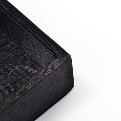 Черный Деревянные прямоугольного параллелепипеда ювелирные презентация ящики, покрыты тканью, 12 compertments, чёрные, 35x24x3 см