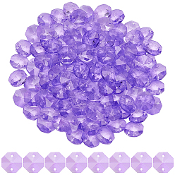 Сине-фиолетовый 120 шт. стеклянные пришивные стразы, граненые восьмиугольные ссылки, синий фиолетовый, 14x14x8 мм, отверстие : 1.5 мм