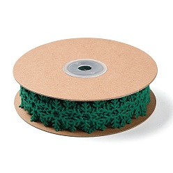 Зеленый Рождественская снежинка из фетра с кружевной отделкой, украшение в виде снежинок из полиэстера, для украшения рождественской вечеринки, зелёные, 1 дюйм (24 мм), около 10.94 ярдов (10 м) / рулон