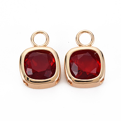 (123L) Белый крем непрозрачный блеск Стеклянные подвески, с легкими золотыми тонами латуни, долговечный, граненые, прямоугольные, огнеупорный кирпич, 17.5x12x5.5 мм, отверстие : 4 мм