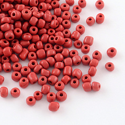 Crimson Glass Seed Beads, Opaque Colours Seed, Small Craft Beads for DIY Jewelry Making, Round, Crimson, 3mm, Hole:1mm, about 10000pcs/pound