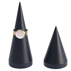 Черный 2 шт. 2 стили подставки для колец из сплава, держатель для кольца в форме конуса, чёрные, 2.95~3x5~8.5 см, 1 шт / стиль