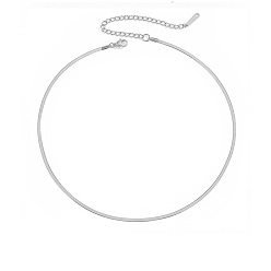 Stainless Steel Color Stainless Steel Snake Bone Chain Necklaces, Stainless Steel Color, 13.78 inch(35cm)