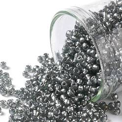 (1001) Dark Grey Silver Lined Semi Matte TOHO Round Seed Beads, Japanese Seed Beads, (1001) Dark Grey Silver Lined Semi Matte, 11/0, 2.2mm, Hole: 0.8mm, about 5555pcs/50g