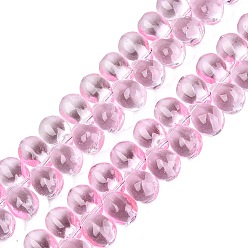 Perle rosa Backfarbe transparente Glasperlenstränge, oben gebohrte Perlen, Träne, Perle rosa, 13.5x9.5x9.5 mm, Bohrung: 1~1.2 mm, ca. 119~122 Stk. / Strang, 21.46~23.43 Zoll (54.5~59.5 cm)