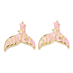 Другие Океан 304 эмалированные подвески из нержавеющей стали, вакуумное покрытие pvd, реальный 18 k позолоченный, прелести рыбий хвост, 46x44.5x3 мм, отверстие : 1.8 мм