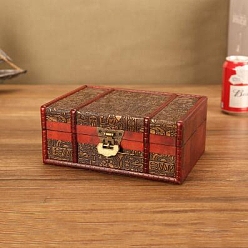 Сиена Прямоугольный ретро-деревянный набор ювелирных изделий, органайзер для хранения, коробки с замком, сундук с сокровищами для сережек, Кольца, , цвет охры, 21.5x14.5x8 см