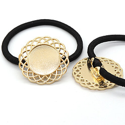 Light Gold 10 paramètres de cabochon en alliage de zinc pcs, accessoires de cravates de cheveux, fleur, or et de lumière, Plateau: 18 mm