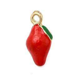 Клубника Подвески из эмали и сплава, золотые, клубника, 16.5x8.5x7 мм, отверстие : 1.8 мм