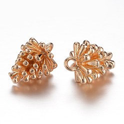 Light Gold Долговечные латунные чары, шишка, без кадмия и без свинца, реальный 18 k позолоченный, золотой свет, 13.5x10 мм, отверстие : 1.5 мм