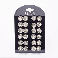 (42) Непрозрачный одуванчик Подарок для валентина для нее, 925 серьги из стерлингового серебра австрийского хрусталя, мяч серьги, круглые, 215 _black алмазов, 4 мм