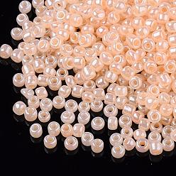 Bisque Glass Seed Beads, Ceylon, Round, Bisque, 4mm, Hole: 1.5mm, about 4500pcs/pound