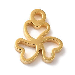 Золотой Вакуумное покрытие pvd 304 подвески из нержавеющей стали, лазерная резка, клевер амулеты, золотые, 8x7x1 мм, отверстие : 1.2 мм