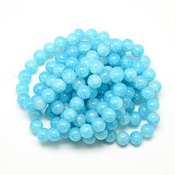 Light Sky Blue Baking Painted Crackle Glass Bead Strands, Round, Light Sky Blue, 8mm, Hole: 1.3~1.6mm, about 100pcs/strand, 31.4 inch