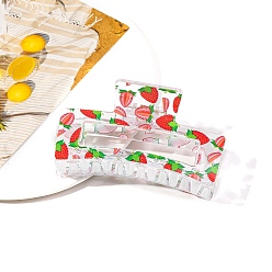 Клубника Пластиковые заколки для волос с прямоугольным принтом и когтями, аксессуары для волос для женщин и девочек, клубника, 45x85x40 мм