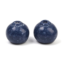 Blueberry Бусины из непрозрачной смолы из фруктовой серии, имитация еды, темно-синий, черника, 13.5x15.5 мм, отверстие : 2.5 мм